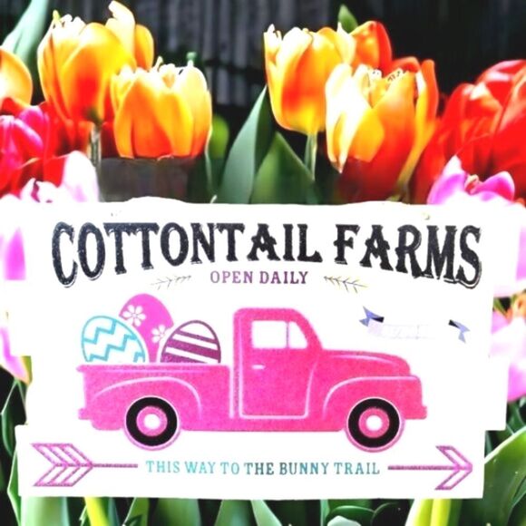 EASTER  Happy  decor COTTONTAIL FARMS Wall/Door SIGN - Picture 1 of 6